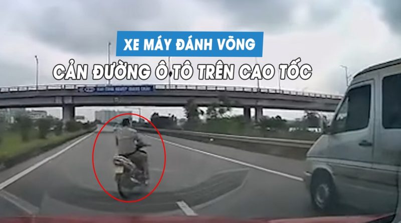 Nam thanh niên ‘đầu trần’, lái xe máy lạng lách đánh võng trên cao tốc